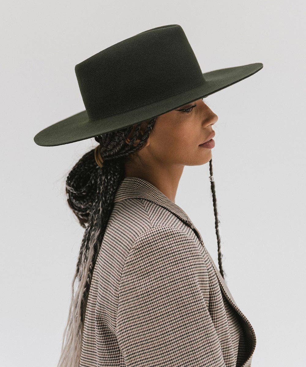 Wide Brim Triangle Crown Felt Hat