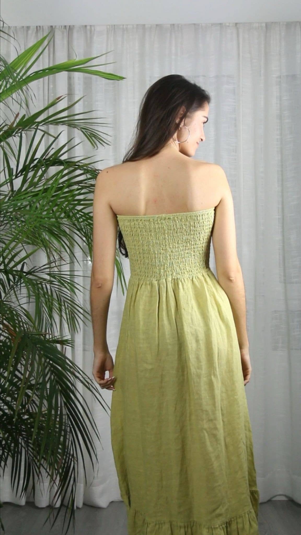 Linen Strapless Maxi Dress