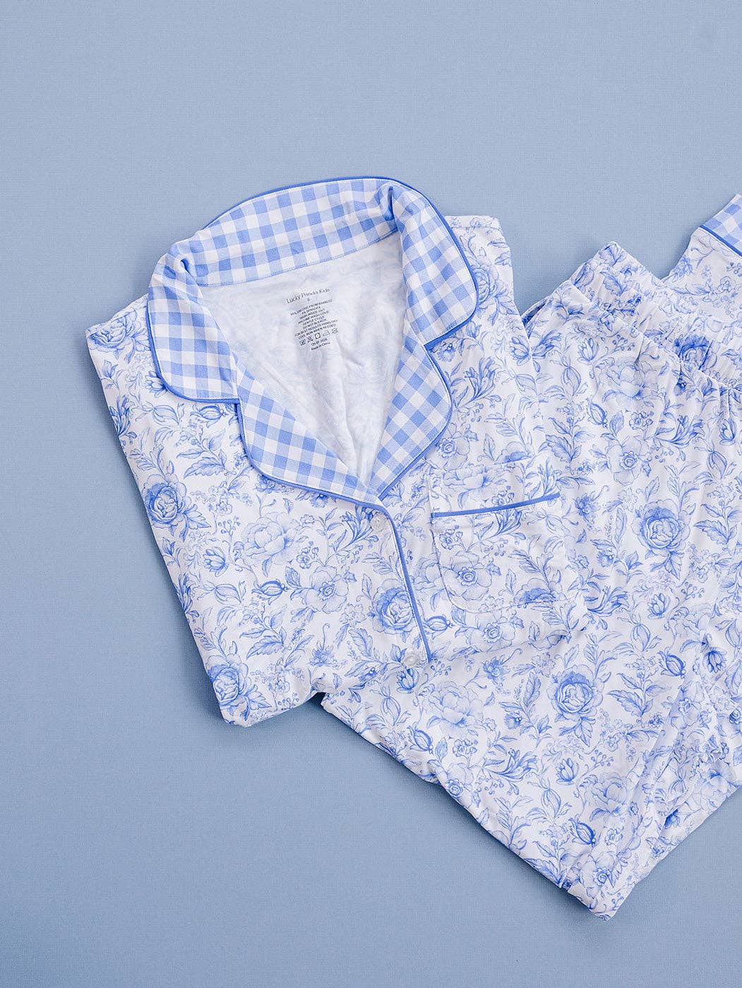 Bamboo Women's Pajamas Set - Mommy and Me Matching - Blue Flowers