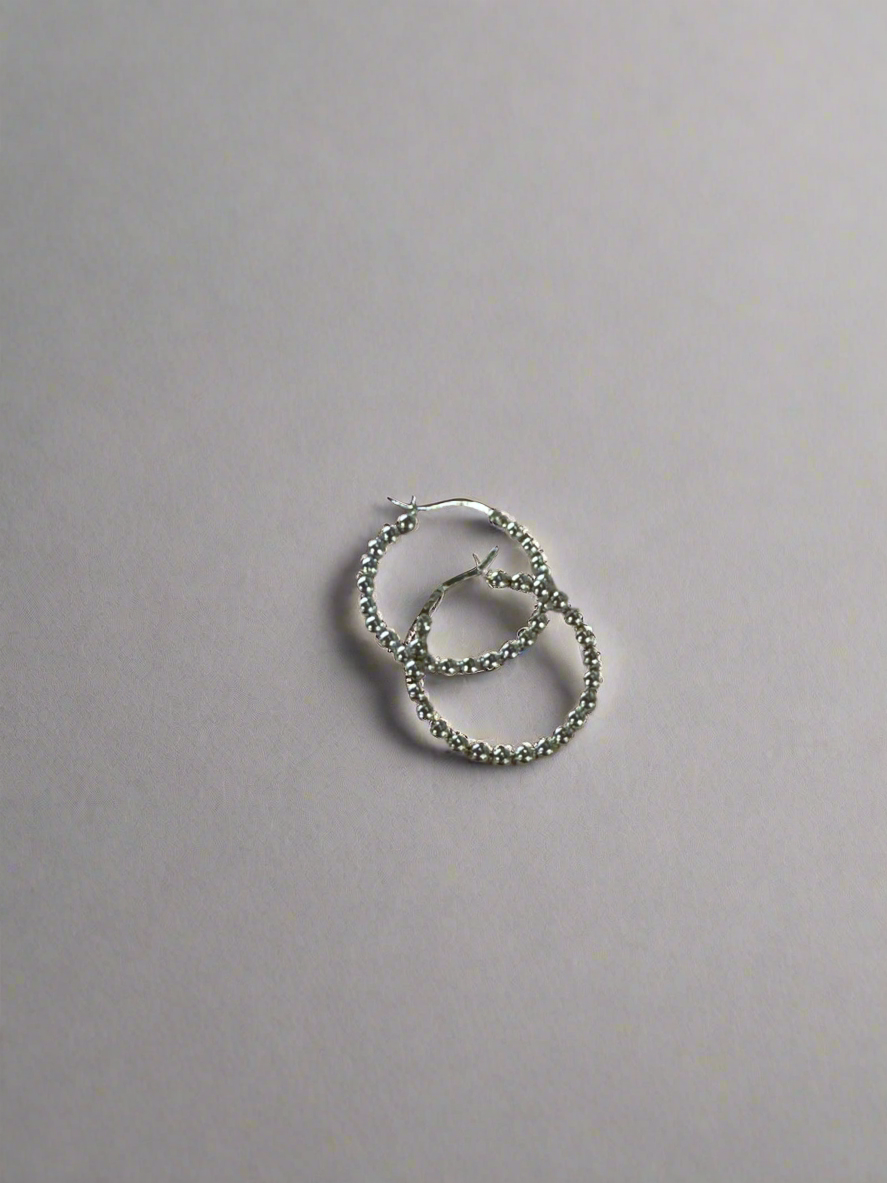 Sterling Silver Hoops with Silver Beads