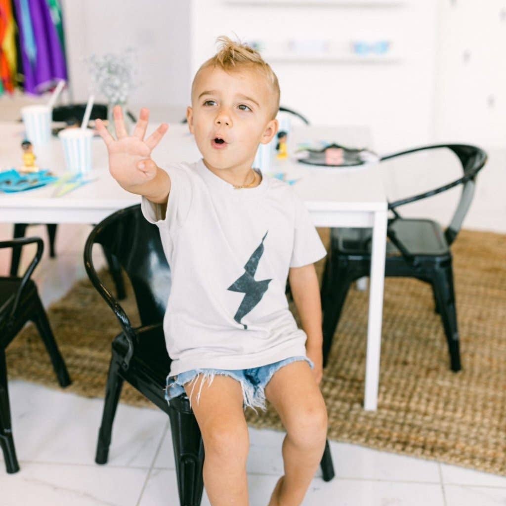 Boys Grey Lightening Spark Tee Shirt - USA Made