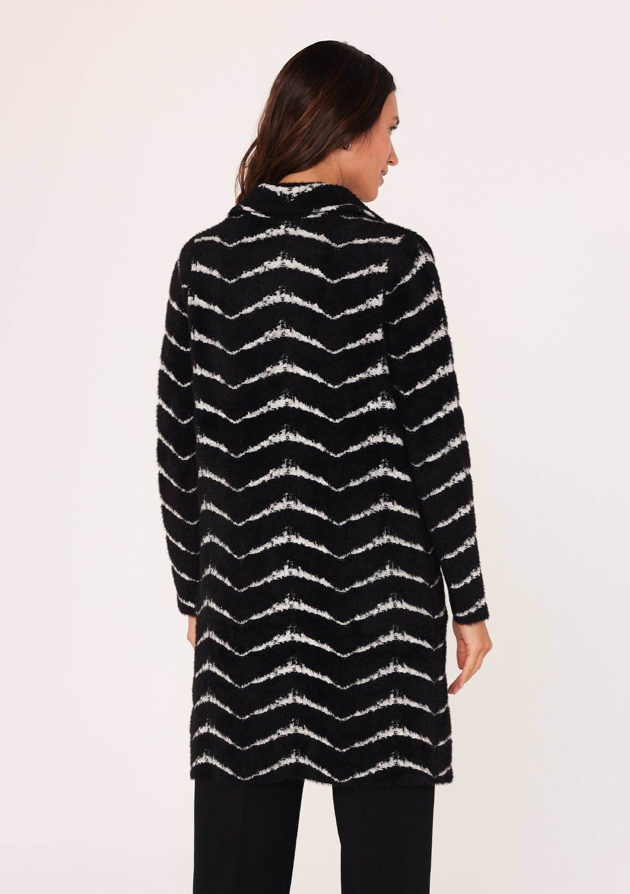 Fuzzy Chevron Jacquard Button Front Cardigan - SAUVAGE ZSA™