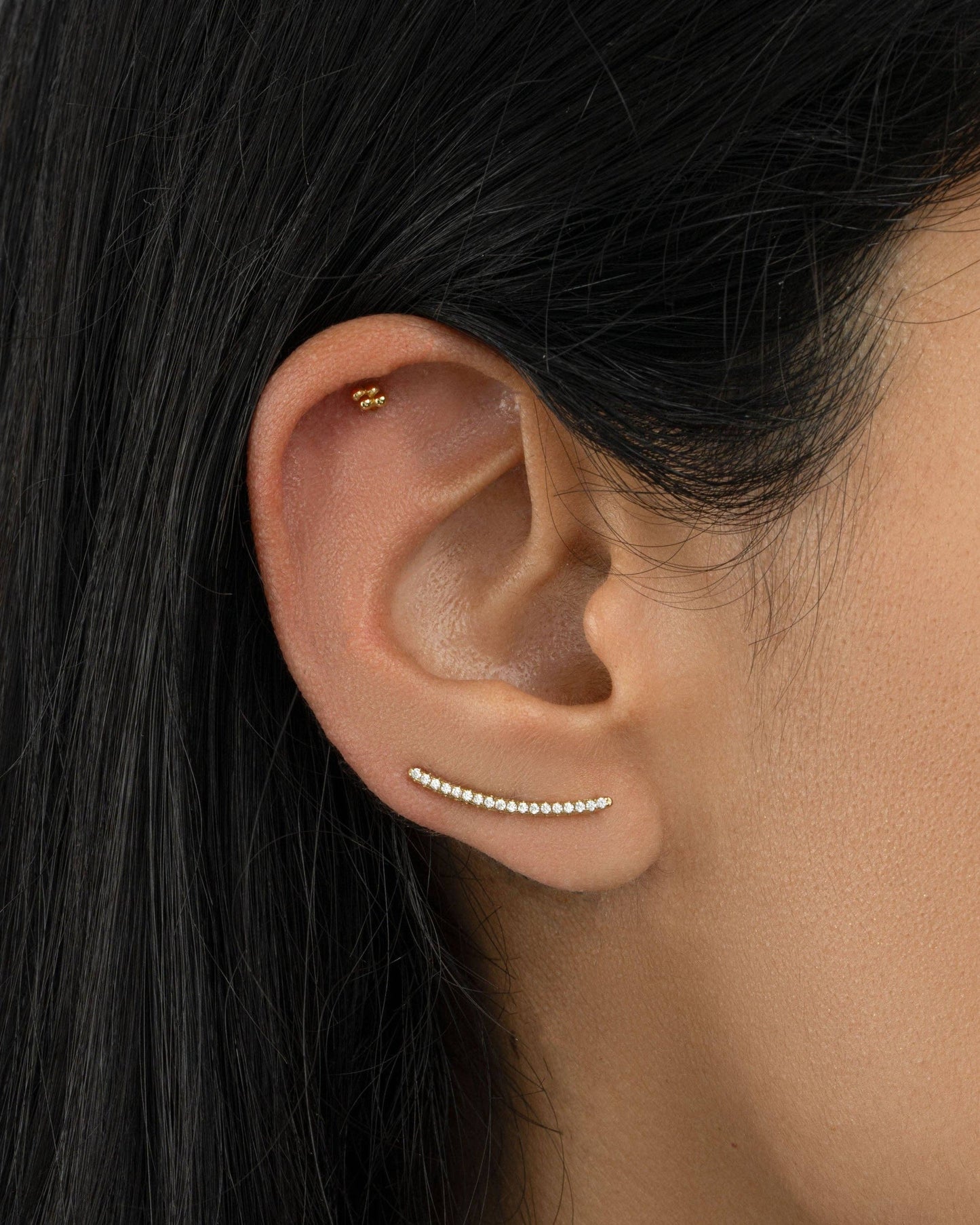 Studded Gold Plated .925 SS HypoallergenicEar Climber