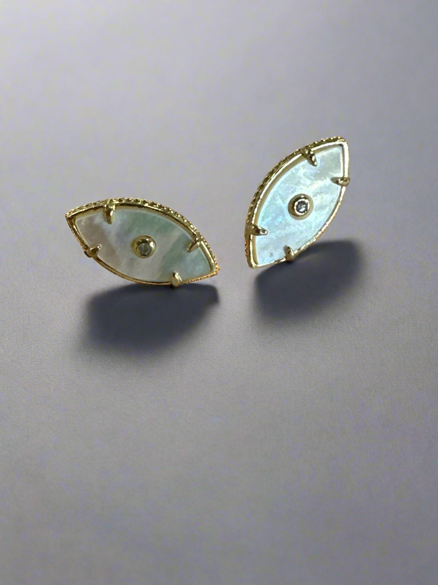 Parisienne Gold & Mother of Pearl Stud Eye Earrings