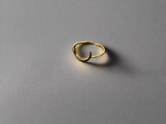 Dainty Crescent Moon Ring Adjustable Size