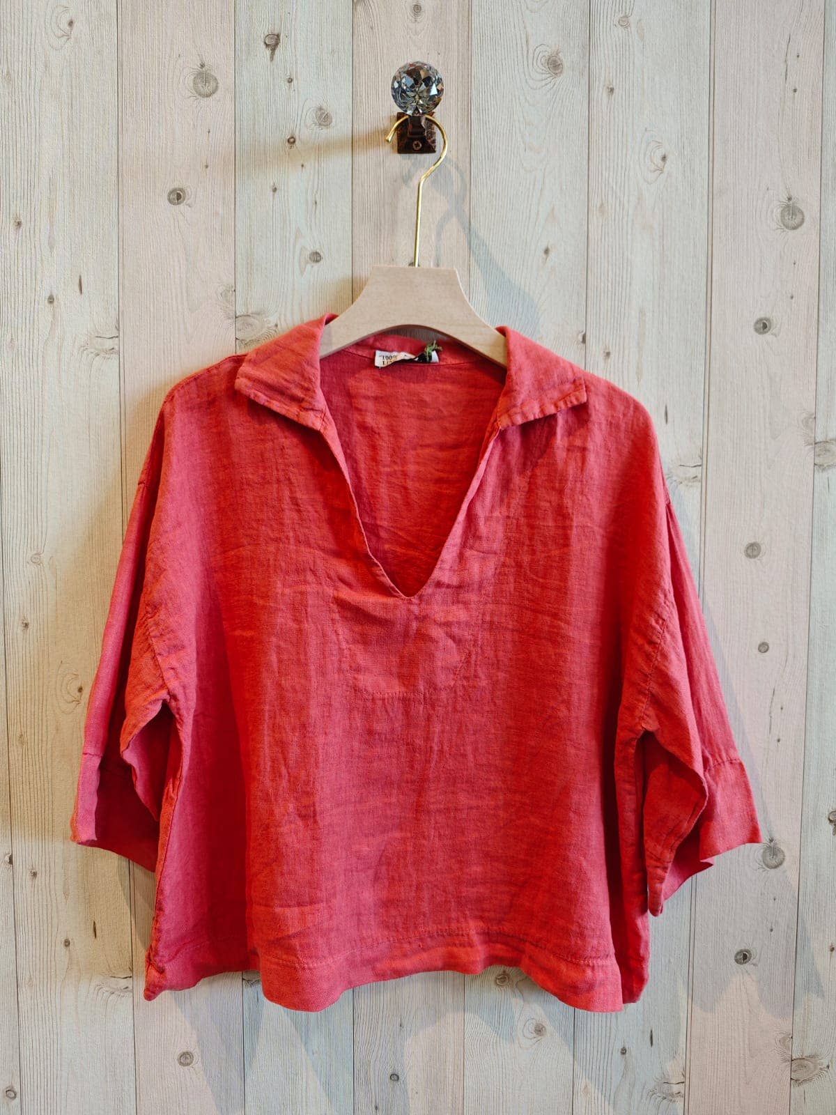 100% Linen Collar Blouse