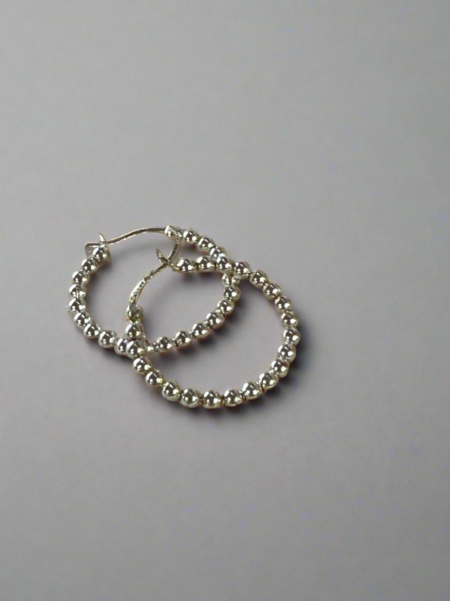 Sterling Silver Hoops with Silver Beads