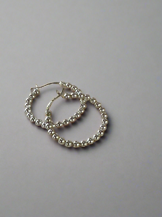 Sterling Silver Hoops with Silver Beads