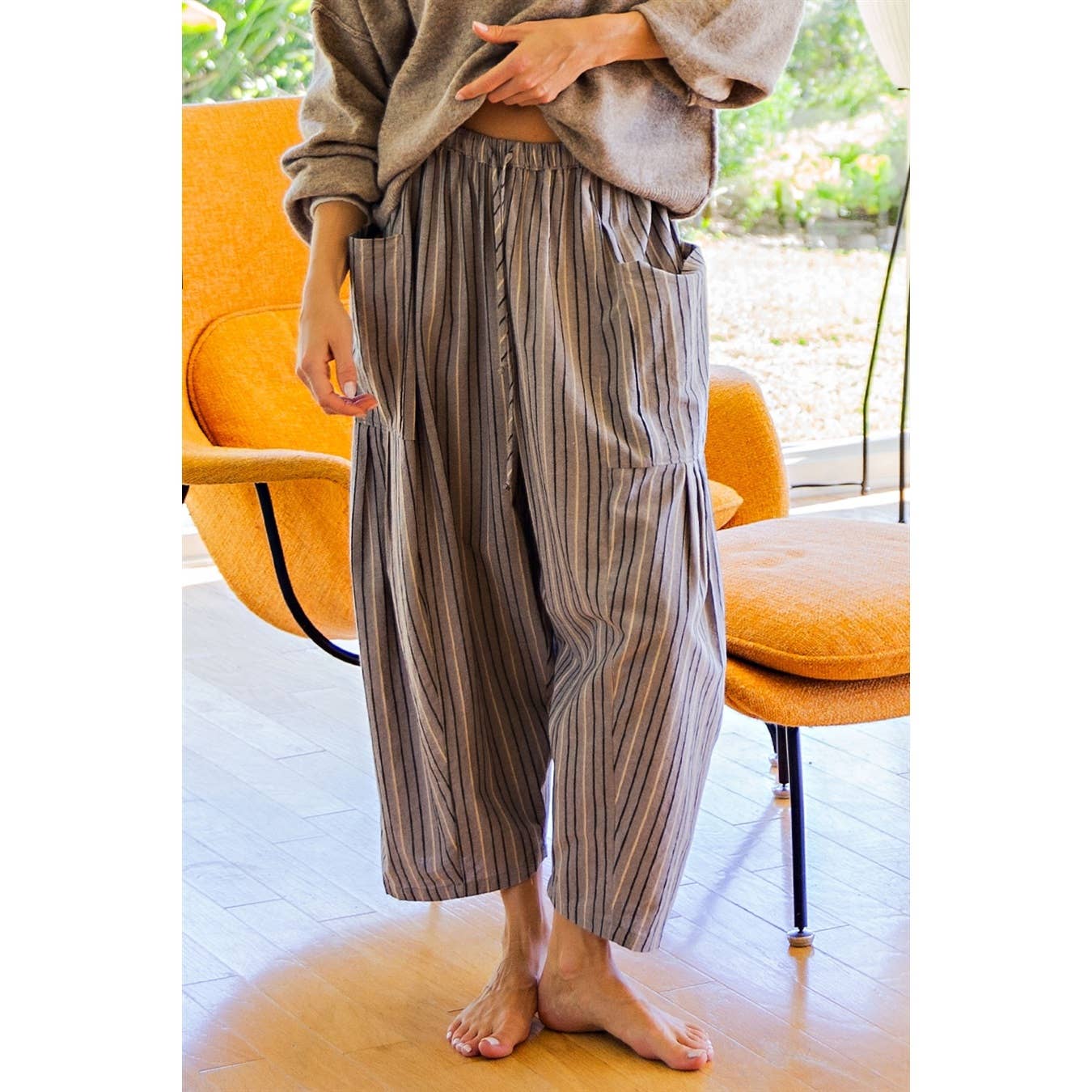 Boho Vertical Stripe Wide Leg Pants