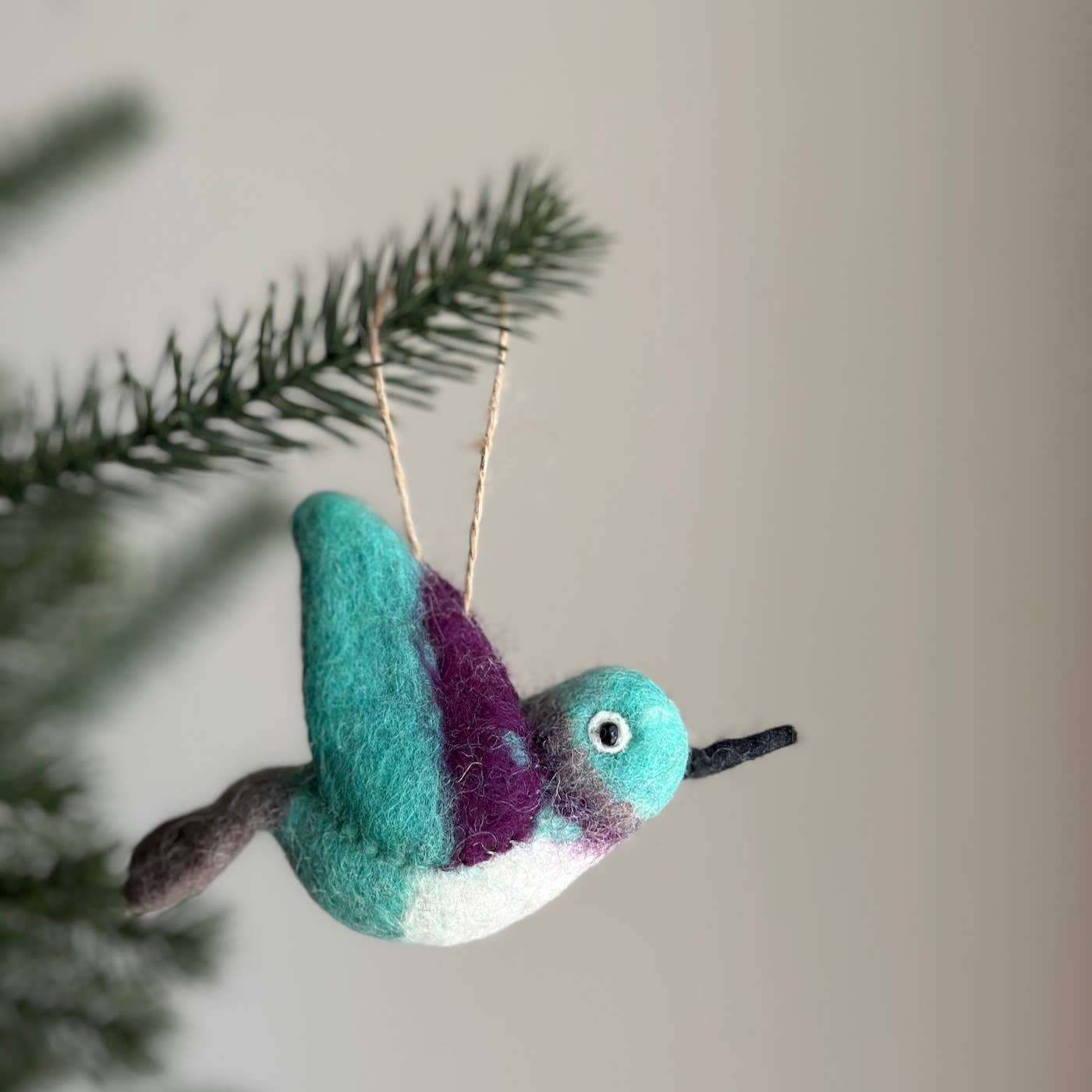 Hummingbird Felt Ornament made with Merino Wool by Female Nepalese Artisans