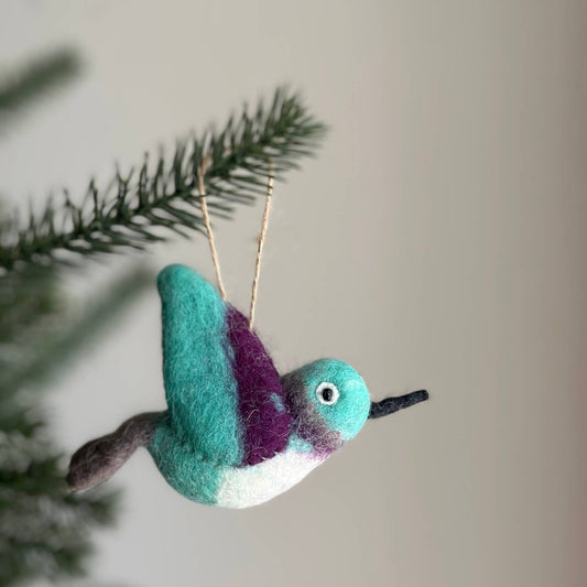 Hummingbird Felt Ornament made with Merino Wool by Female Nepalese Artisans