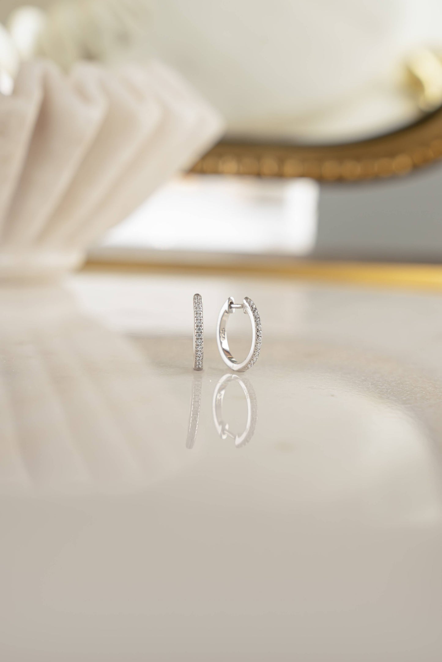 Gold & White Gold Pavé Huggie Earrings