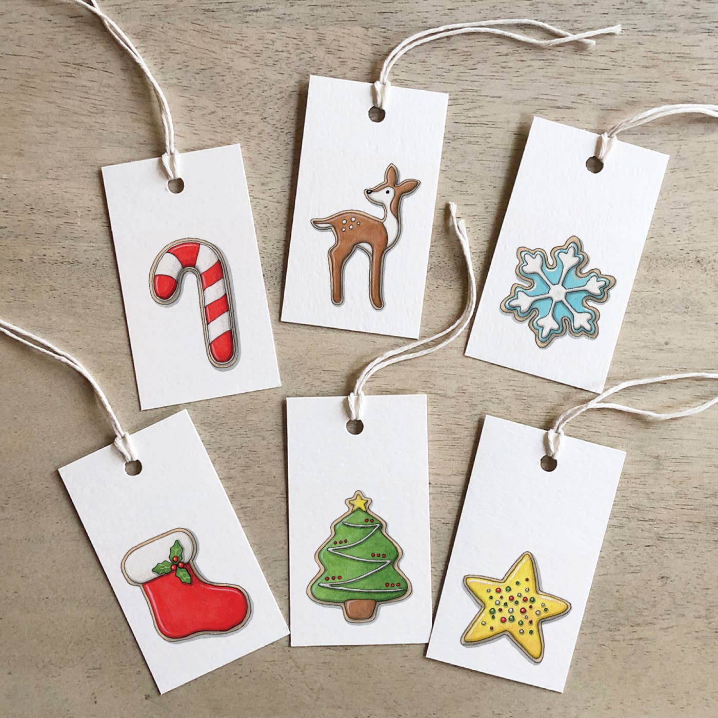 Eco Gift Tags Watercolor X'mas Cookies