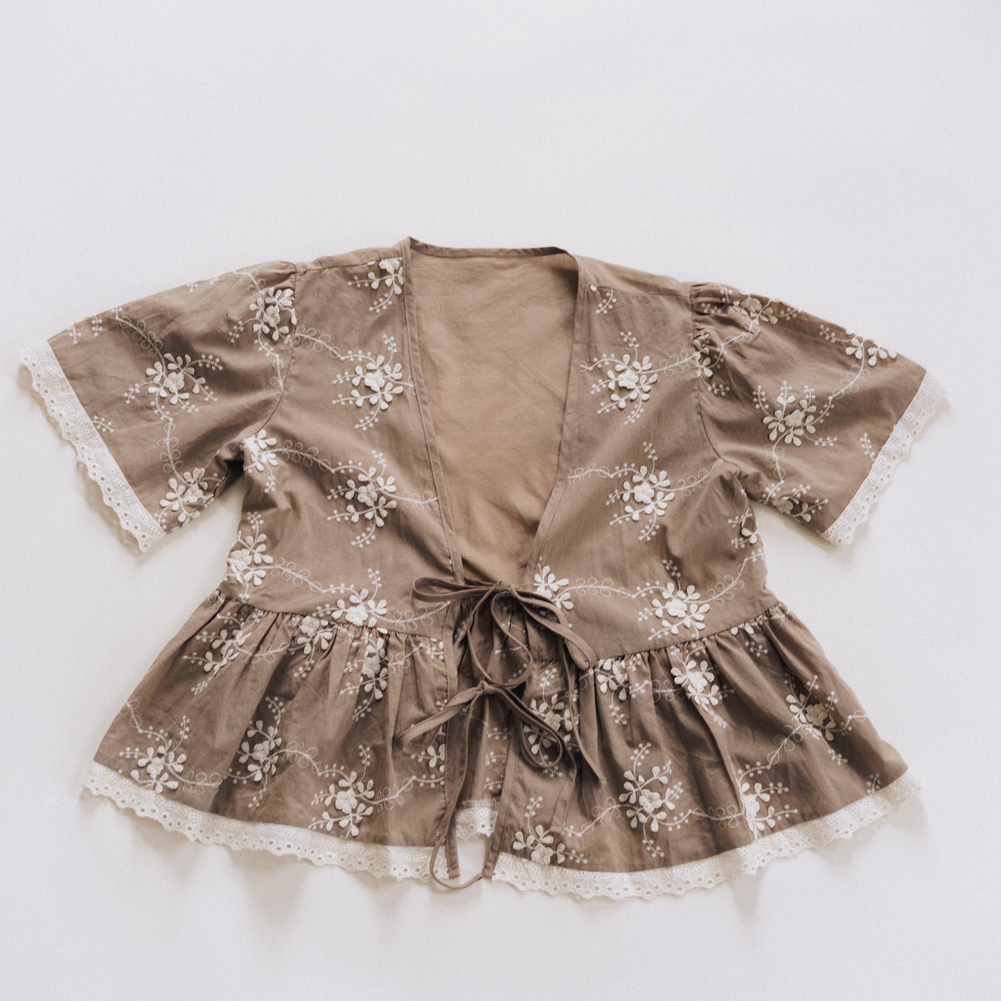 Embroidered Front Tie Cardigan - Child