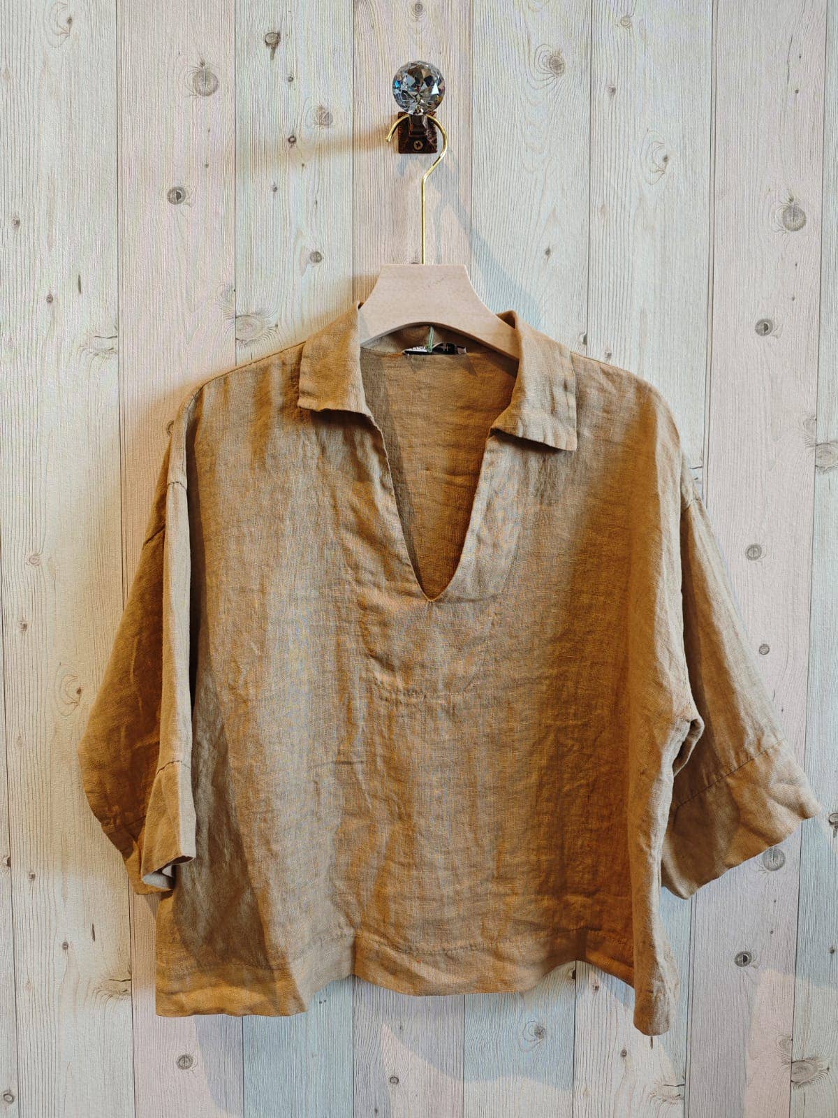 100% Linen Collar Blouse