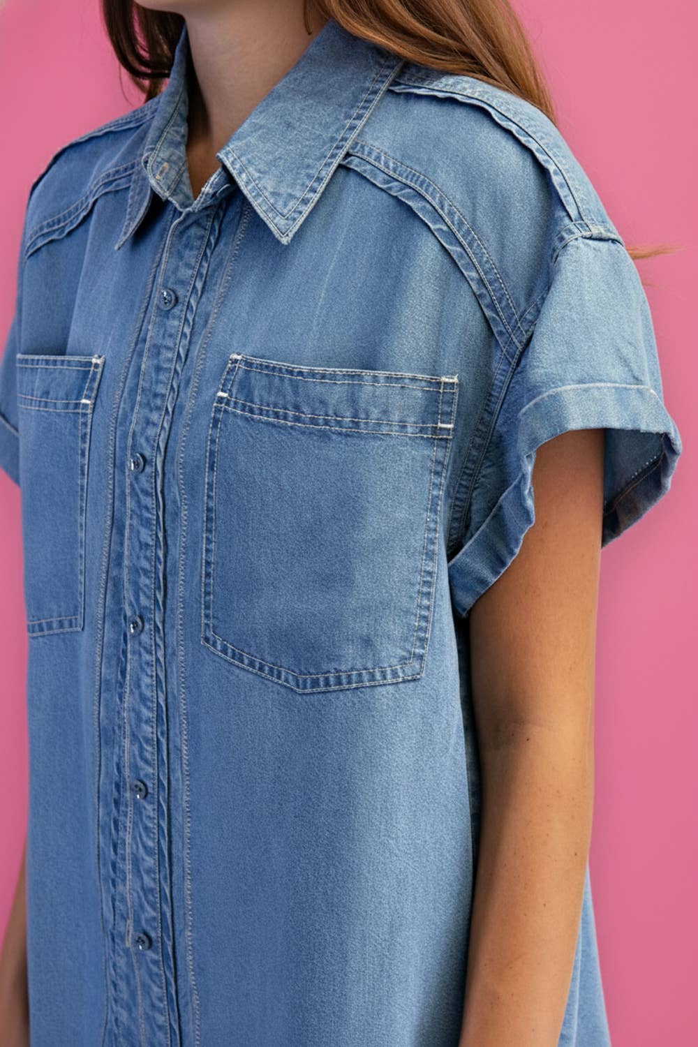 Tencel Denim Short sleeve Top