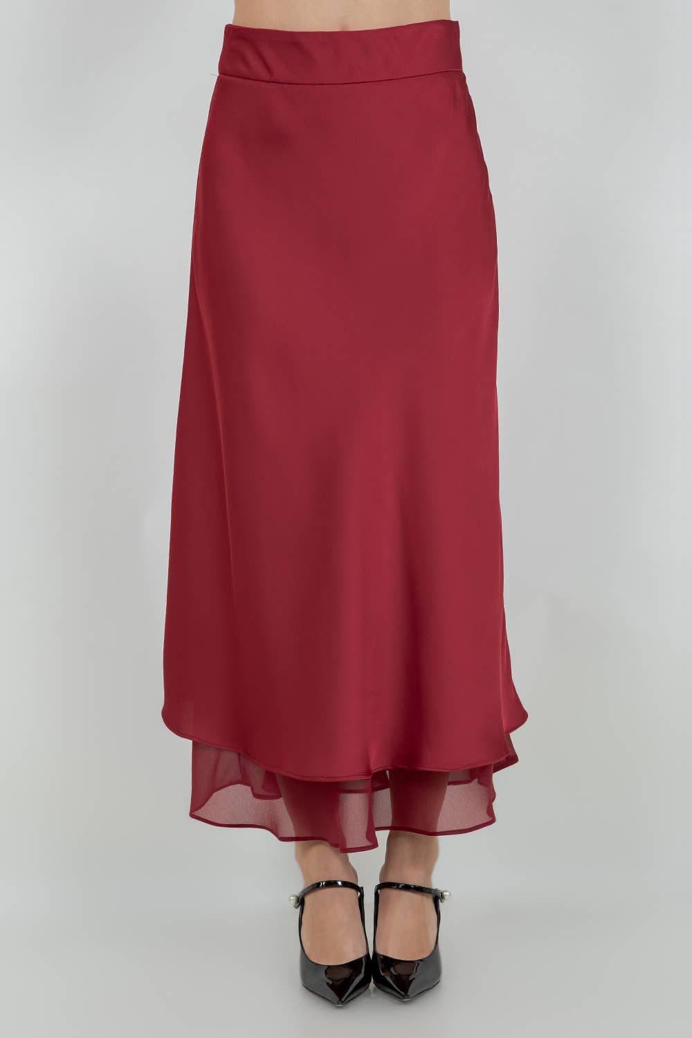 Elegant Satin Midi Skirt