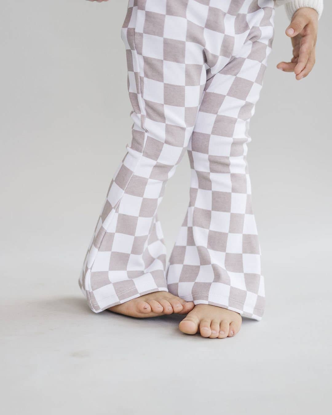 Checkered Flare Kids Pants - Grey