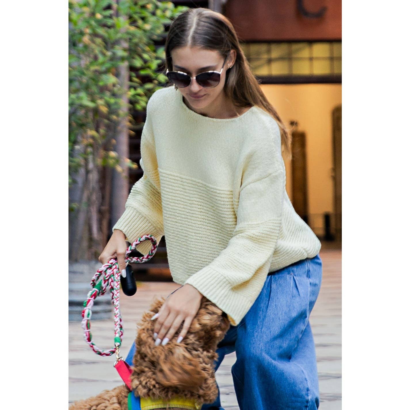 Textured Boat Neck Cotton Sweater