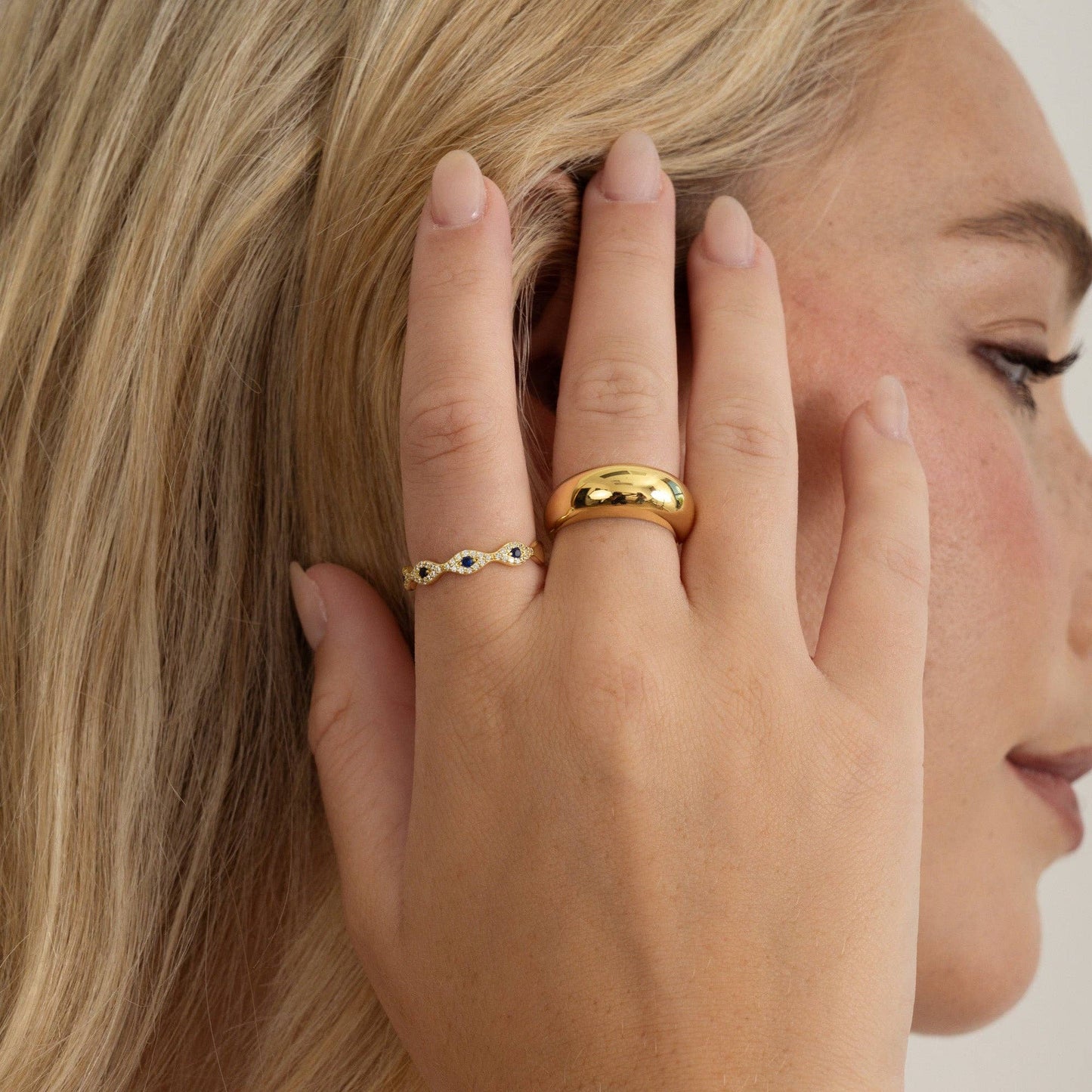 White Gold Evil Eye Ring