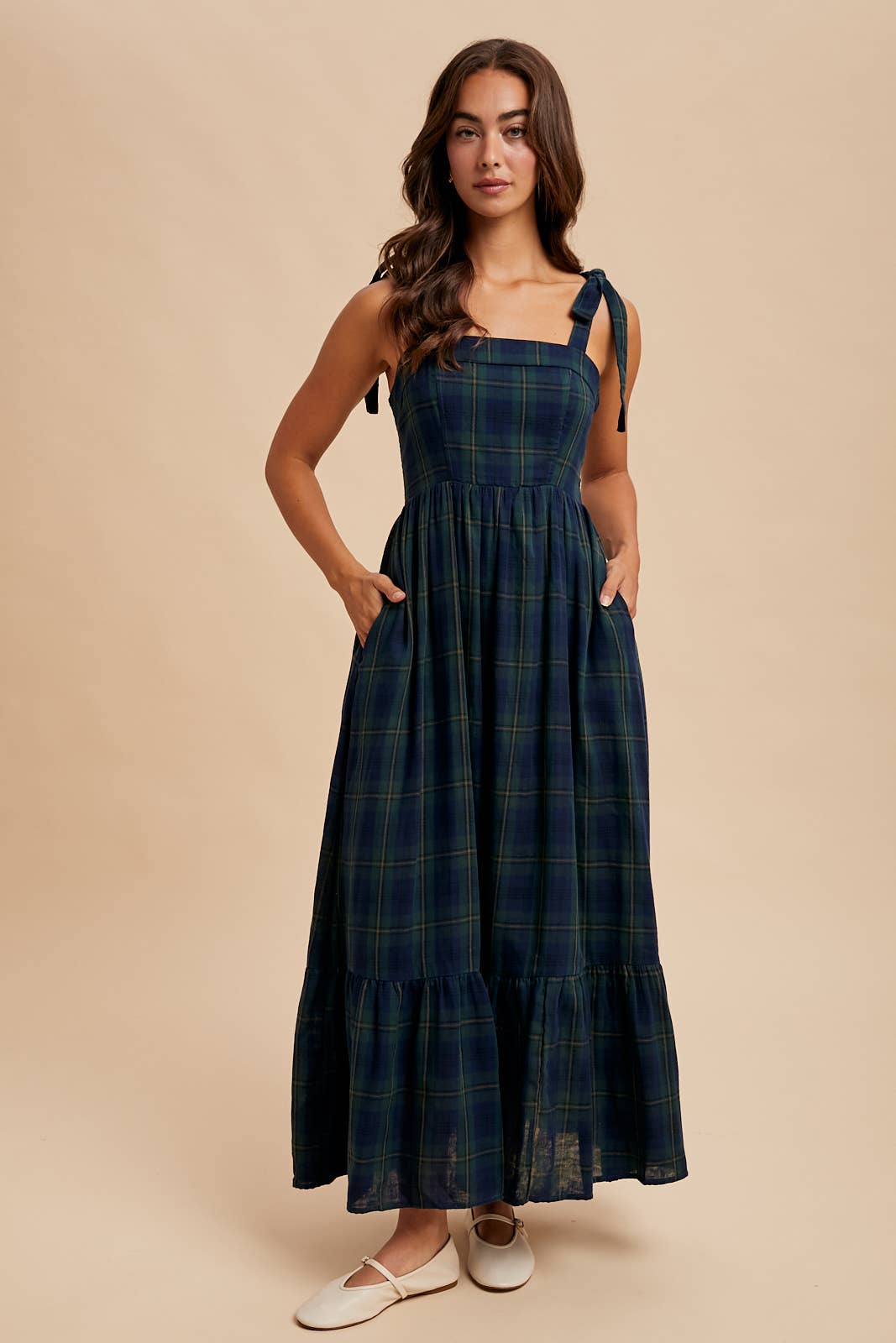 Tartan Red Plaid Cotton Maxi Dress