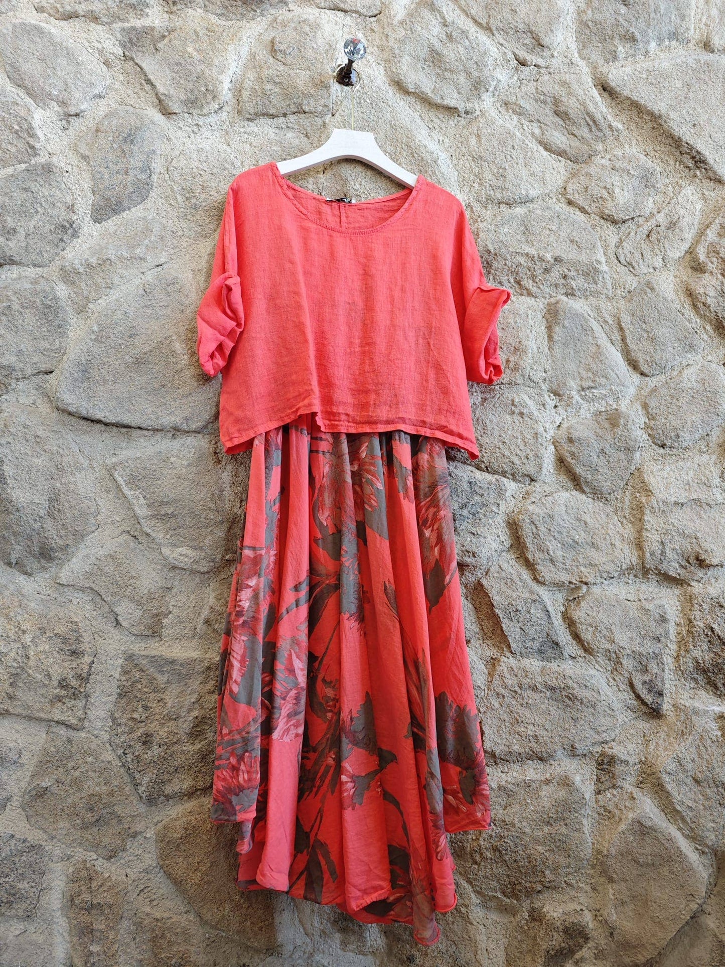 Floral 2-piece Dress Set 100% Italian Linen