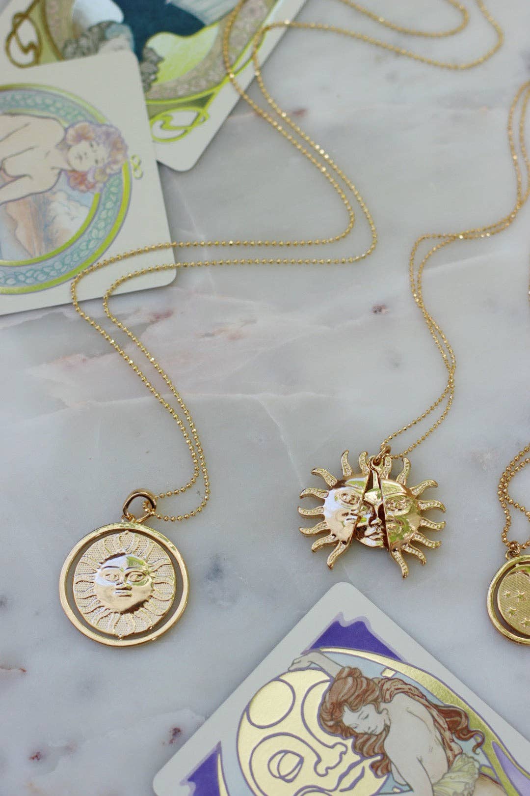Sun And Moon Necklace In Gold