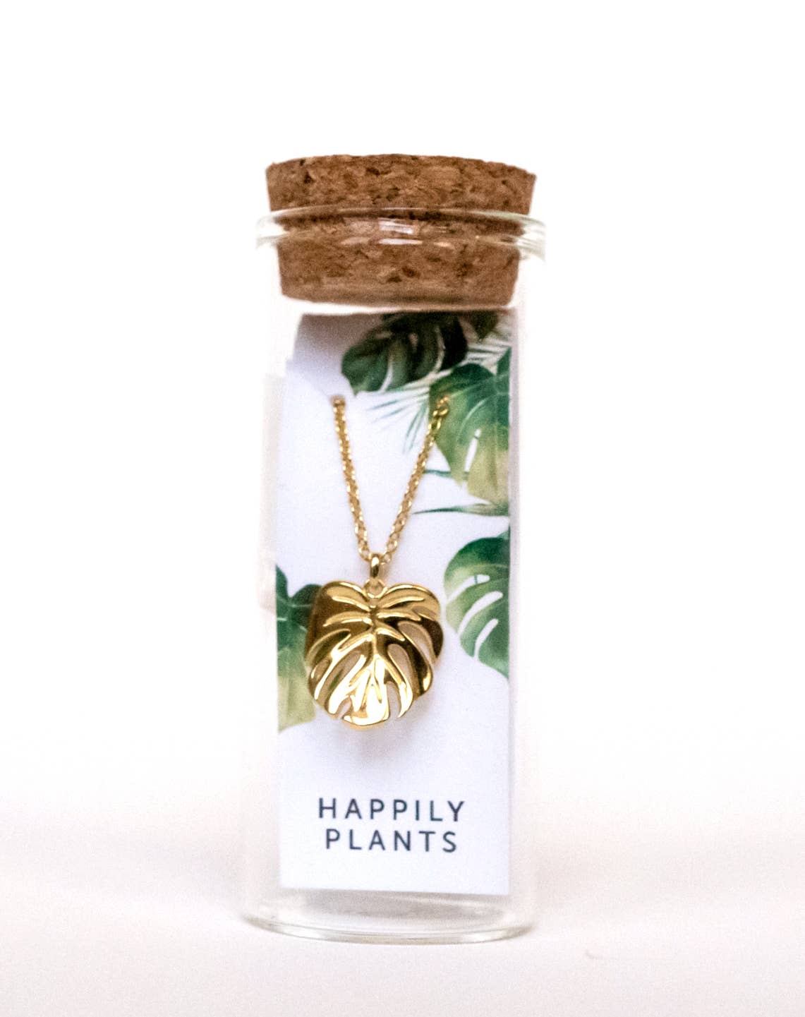 Monstera Deliciosa Necklace Gold & White Gold Gift Set