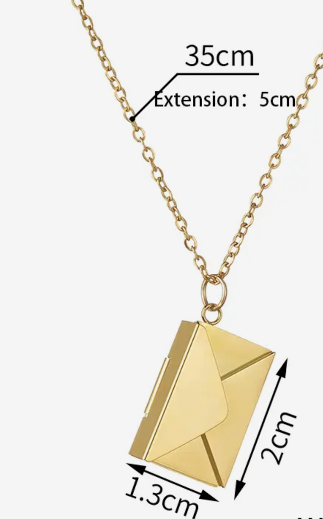 Love Letter 14K Gold Steel  Envelope and Letter necklace
