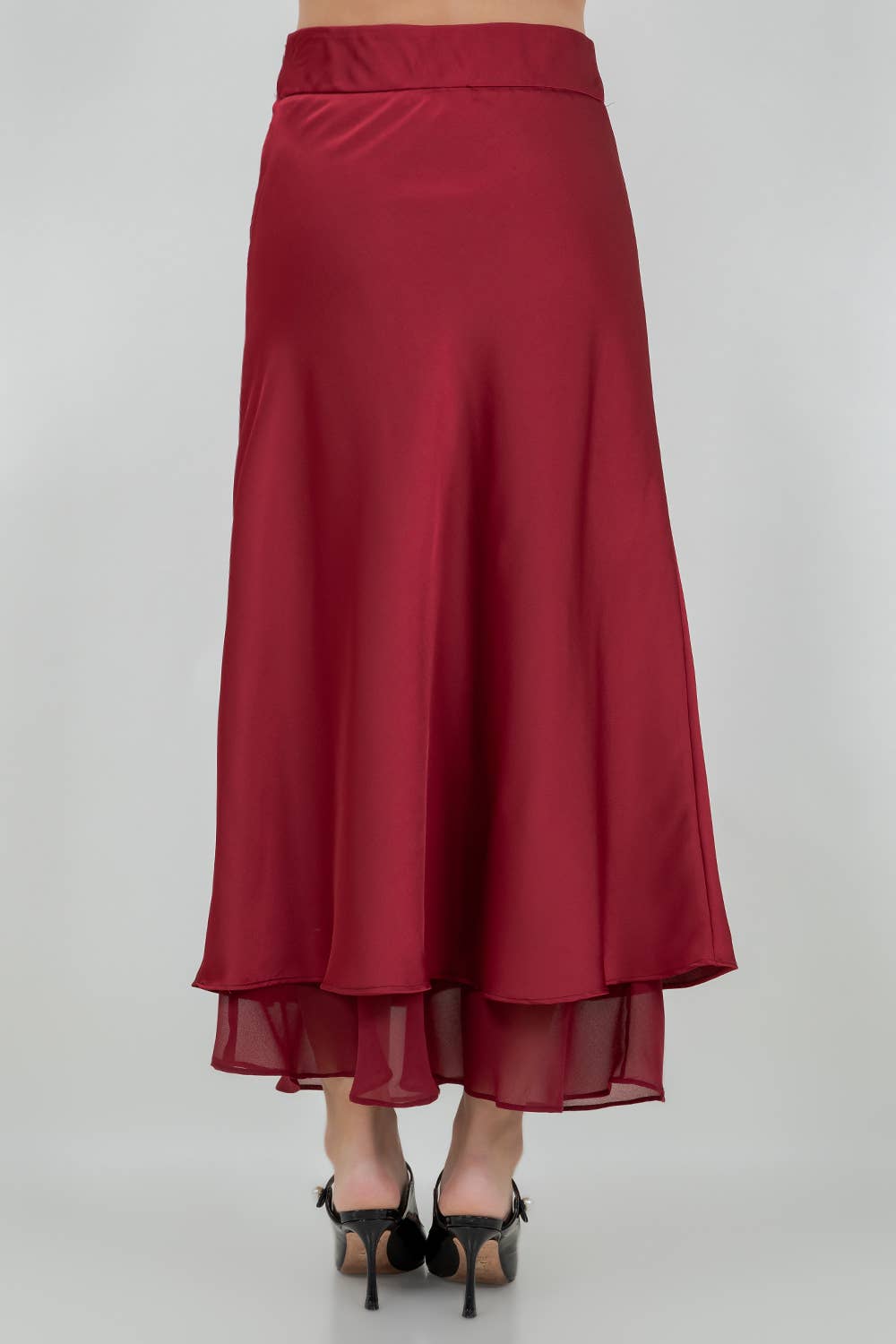 Elegant Satin Midi Skirt