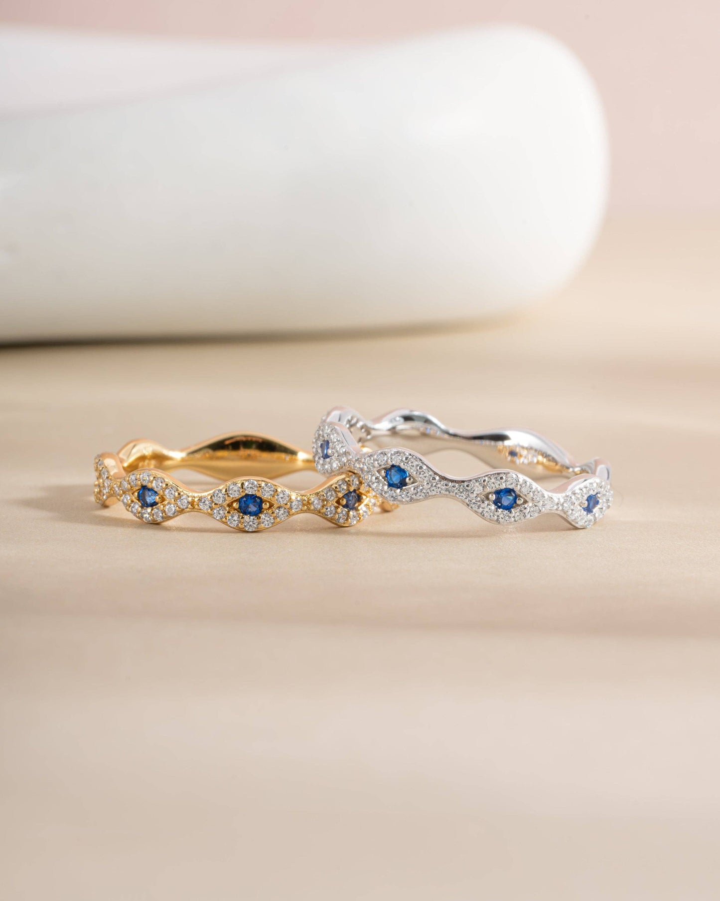 White Gold Evil Eye Ring