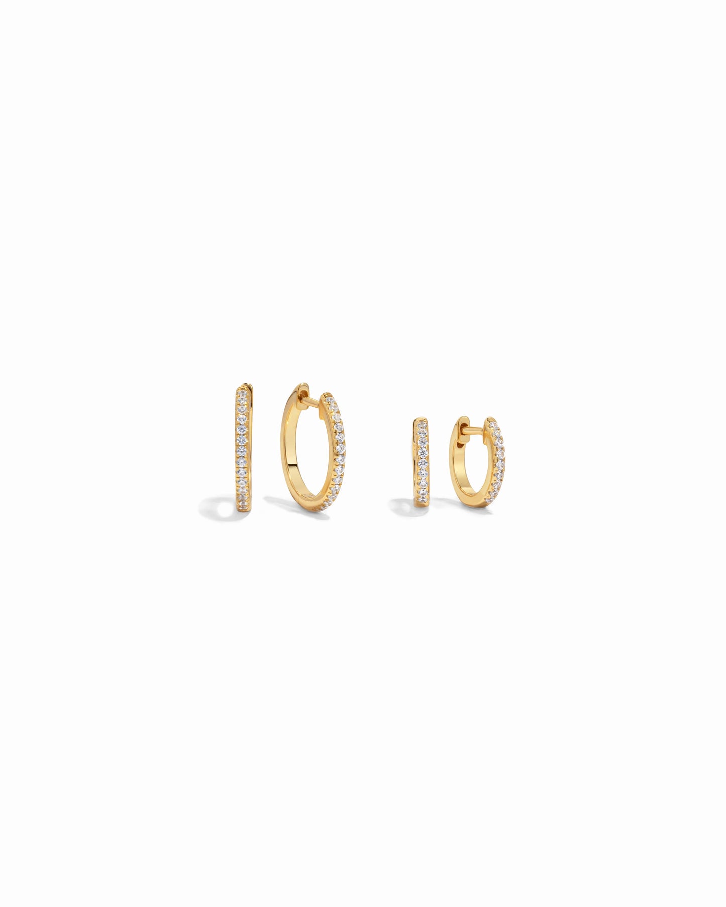 Gold & White Gold Pavé Huggie Earrings