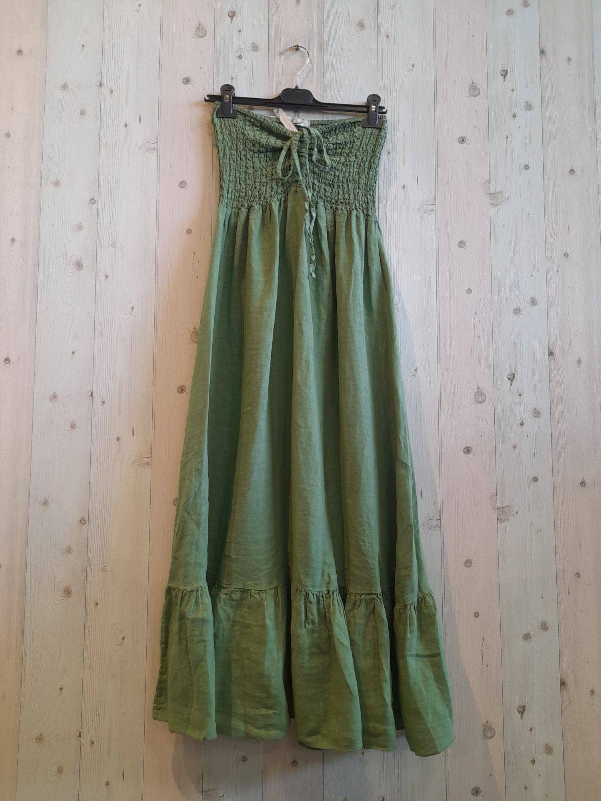 Linen Strapless Maxi Dress