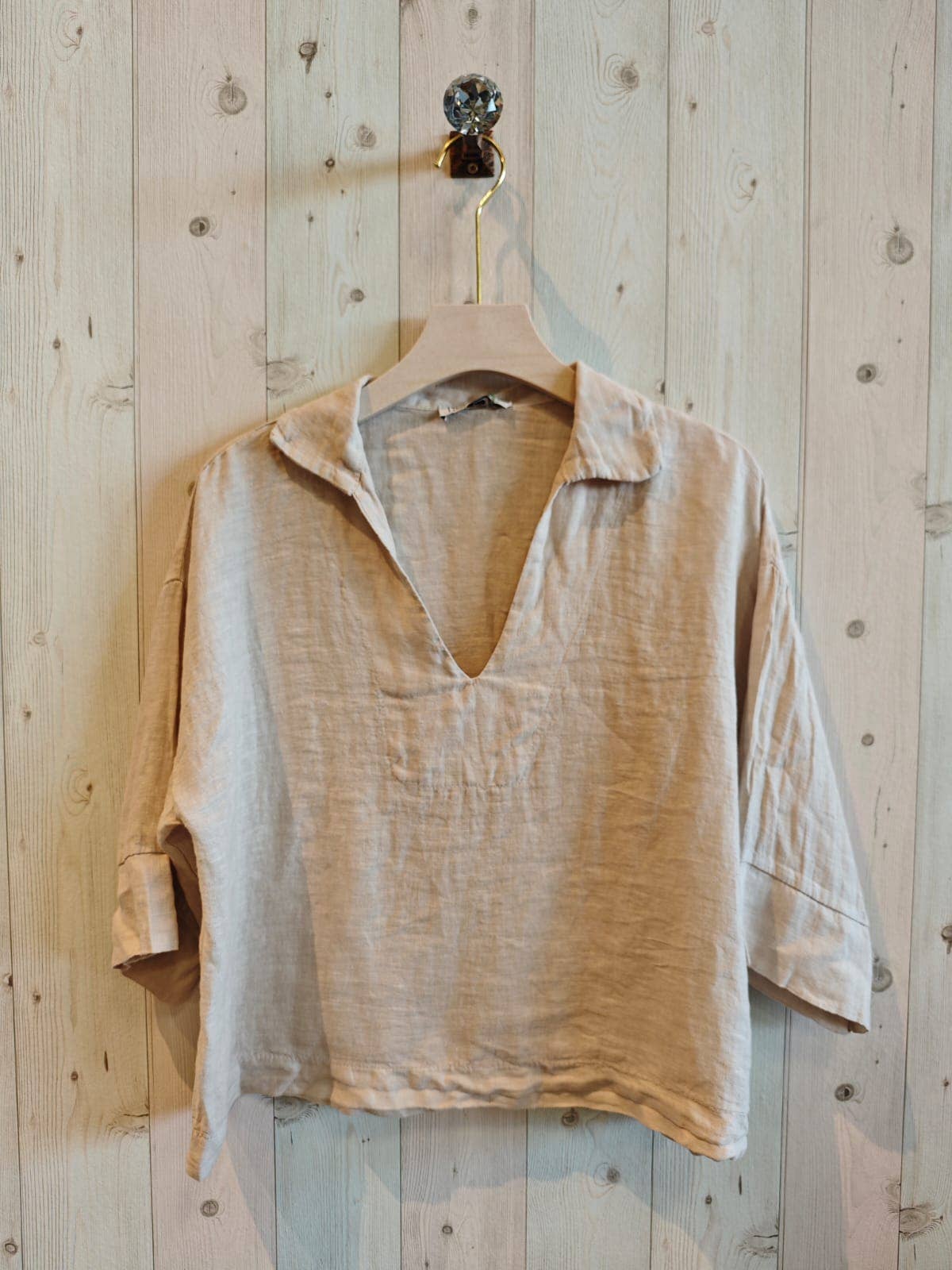 100% Linen Collar Blouse