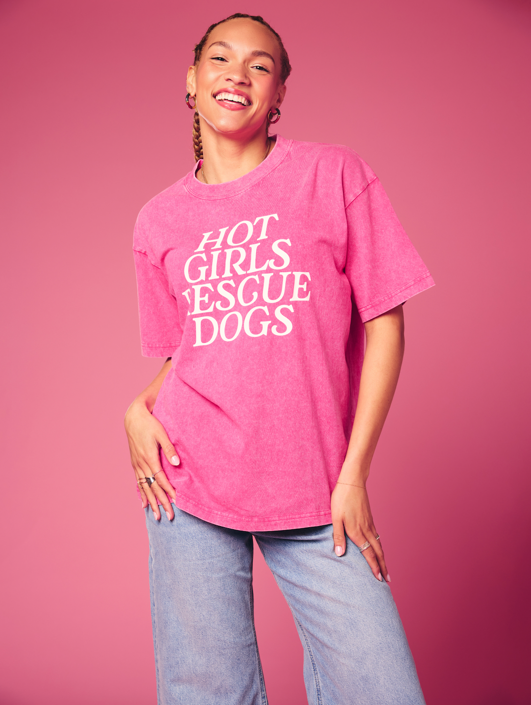 Hot Girls Rescue Dogs Cotton T-Shirt Vintage Wash