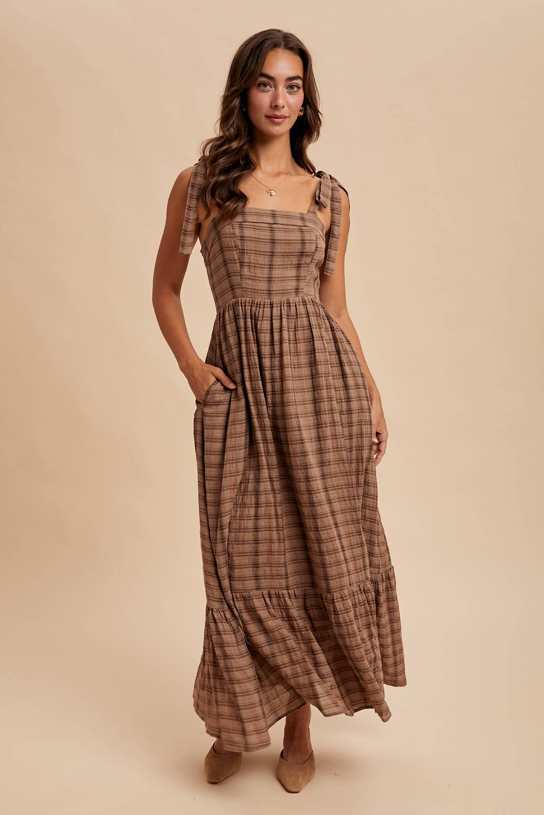 Tartan Red Plaid Cotton Maxi Dress