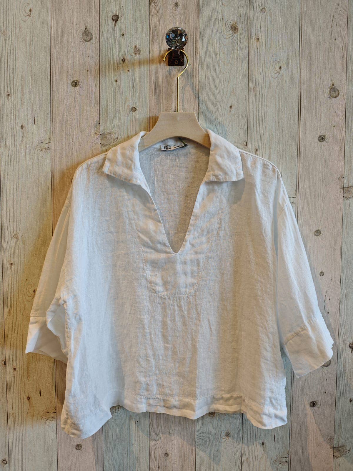 100% Linen Collar Blouse