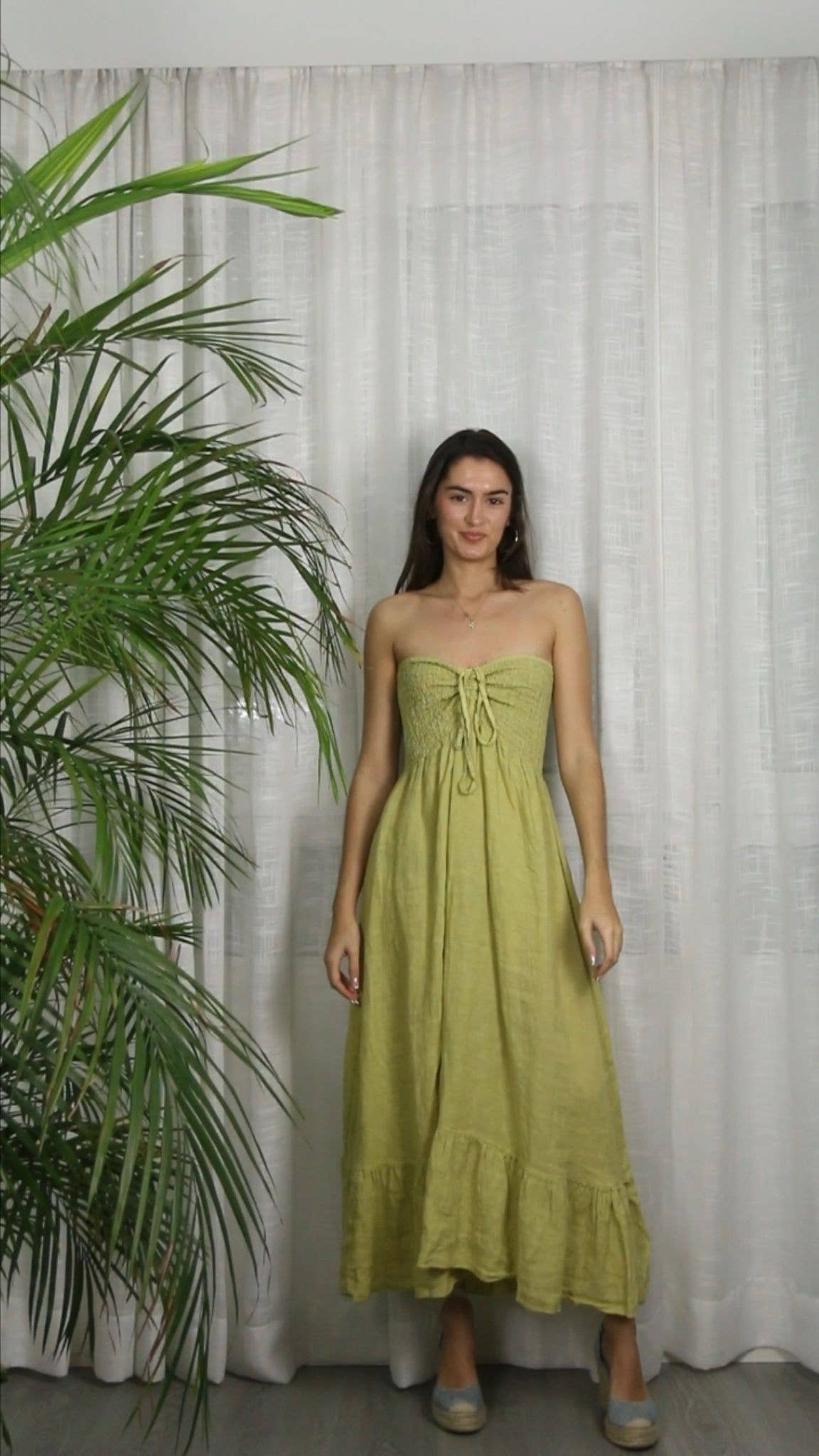 Linen Strapless Maxi Dress