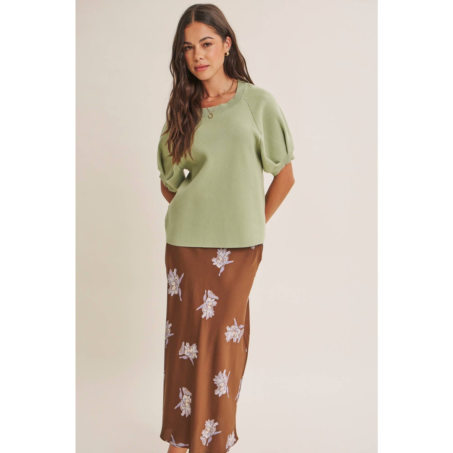 Date Night Satin Floral Midi Skirt