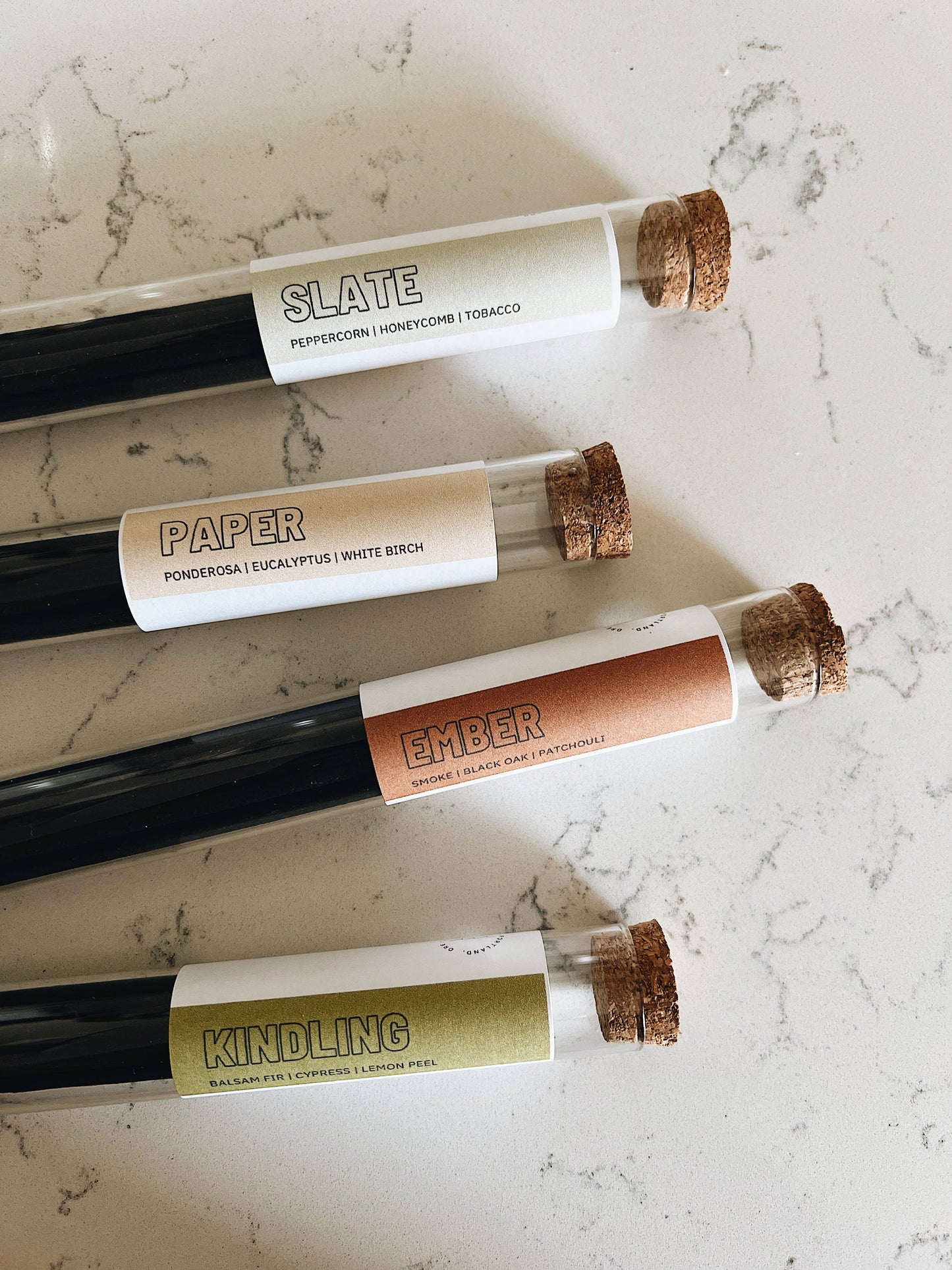 Artisanal charcoal incense sticks in glass tube - 4 scents: Glass tube / Slate