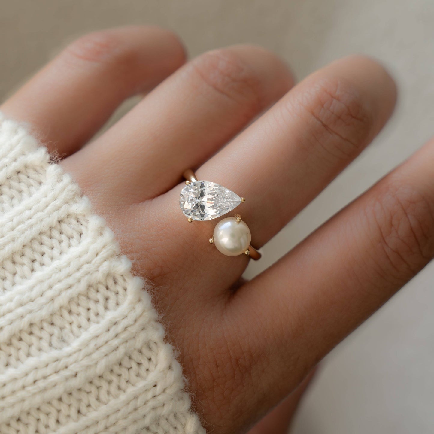 Toi et Moi FWP Pearl Ring