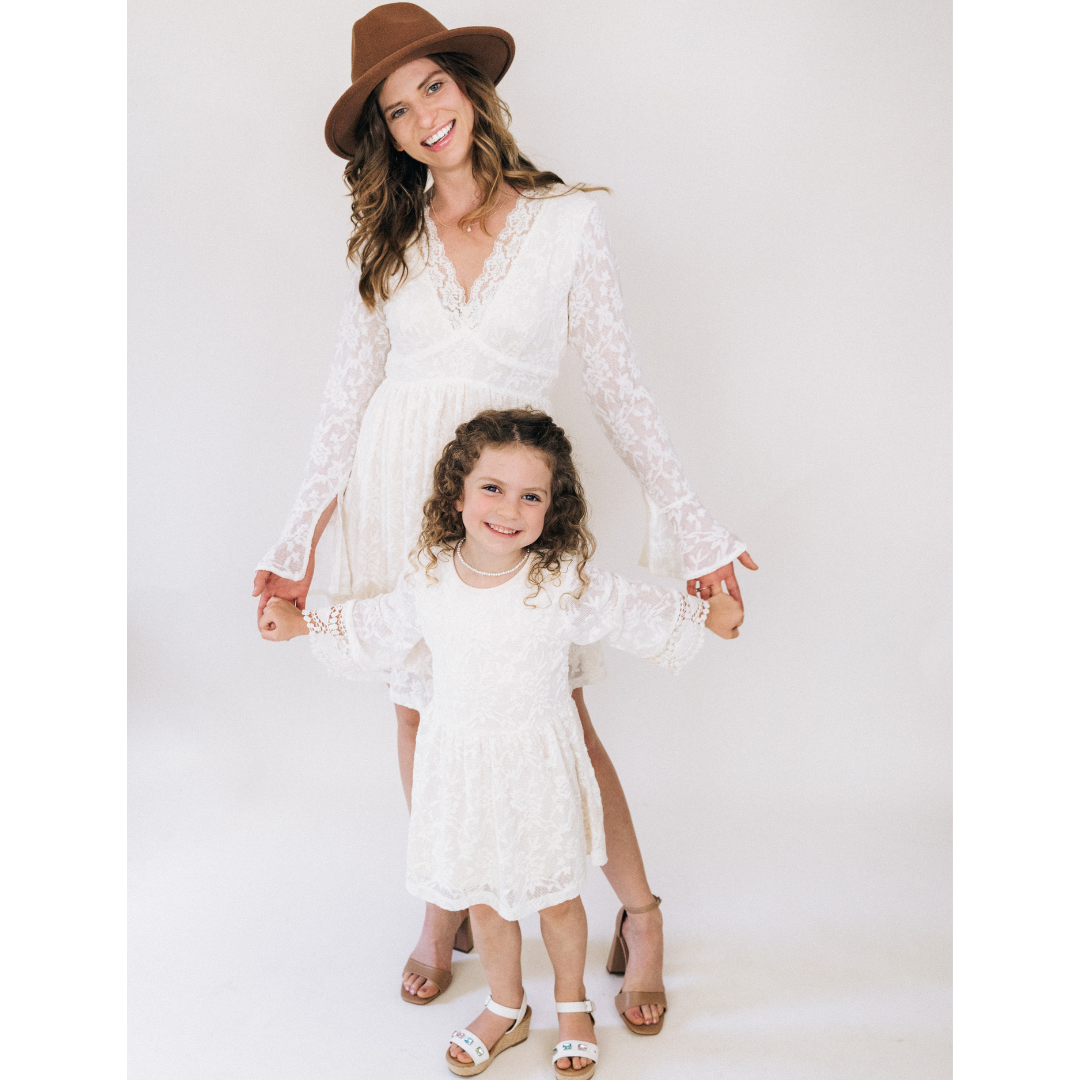 Ivory Lace Mommy & Me Bridal Dress - Flower Girl Dress - Wedding Girl