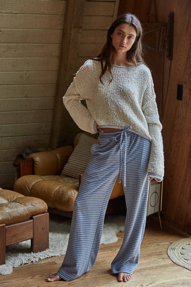 Bohemian Knit Capsule Sweater With Contrast Hems & Wide Sleeves