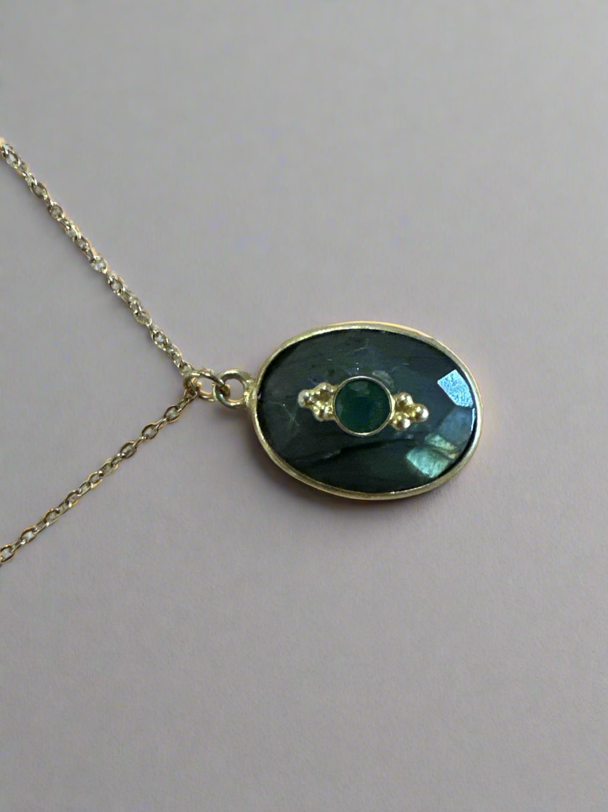 Polished Labradorite Parisienne Charm Necklace