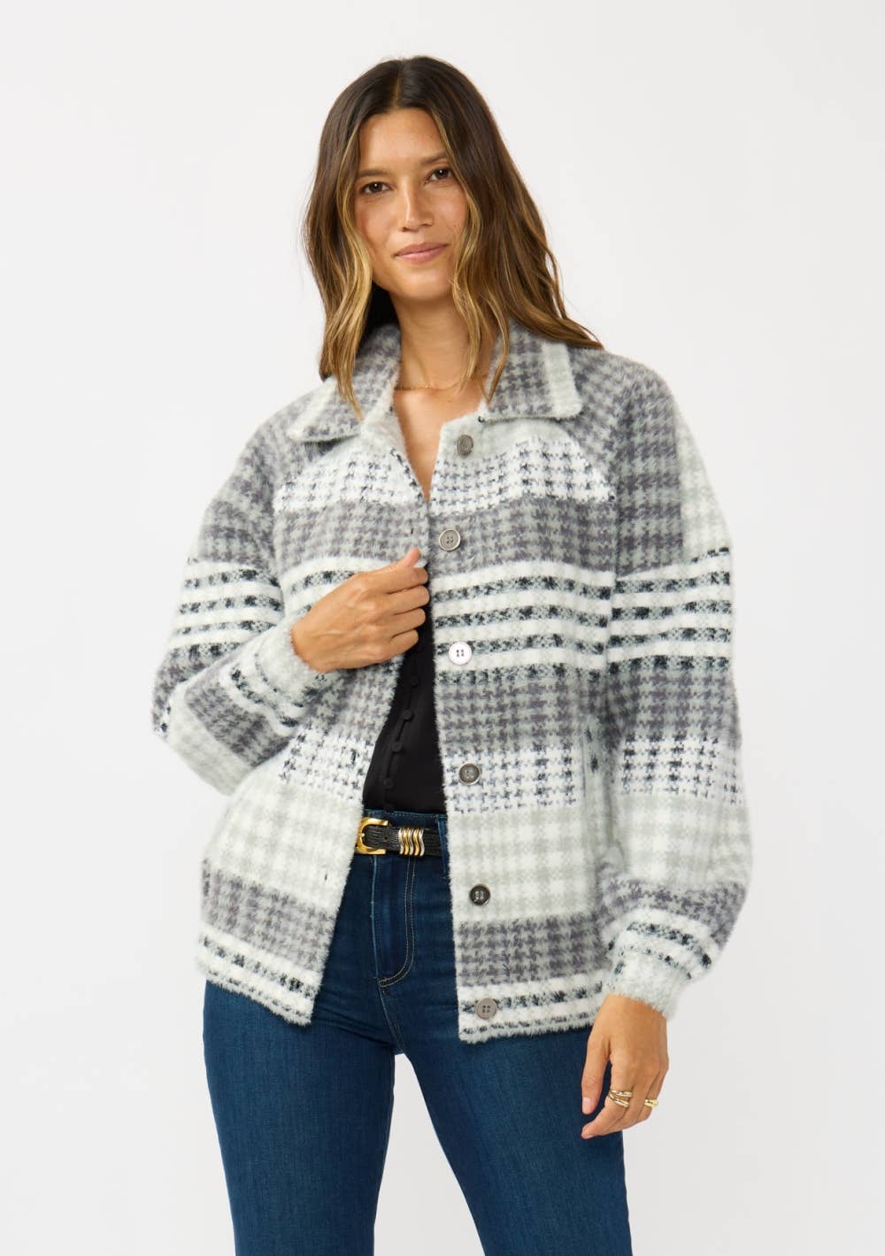 Plaid Bomber Coatigan
