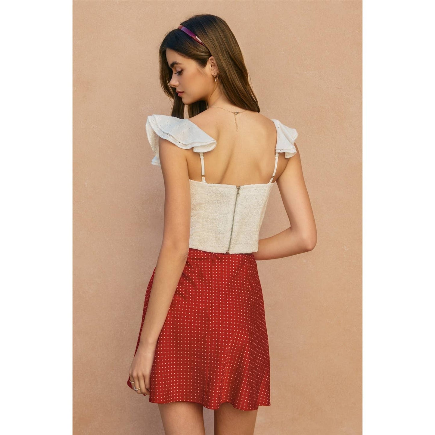 Mini Polka Dot Bias Cut Darling Flared Skirt