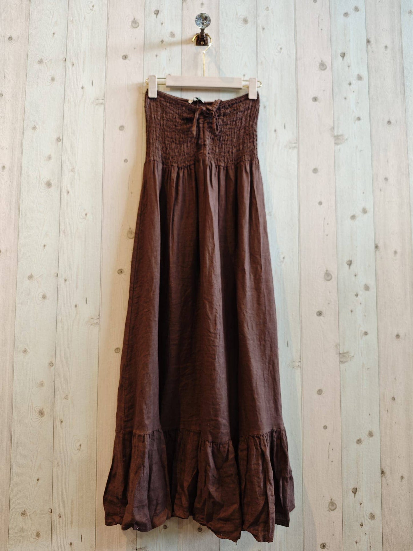 Linen Strapless Maxi Dress