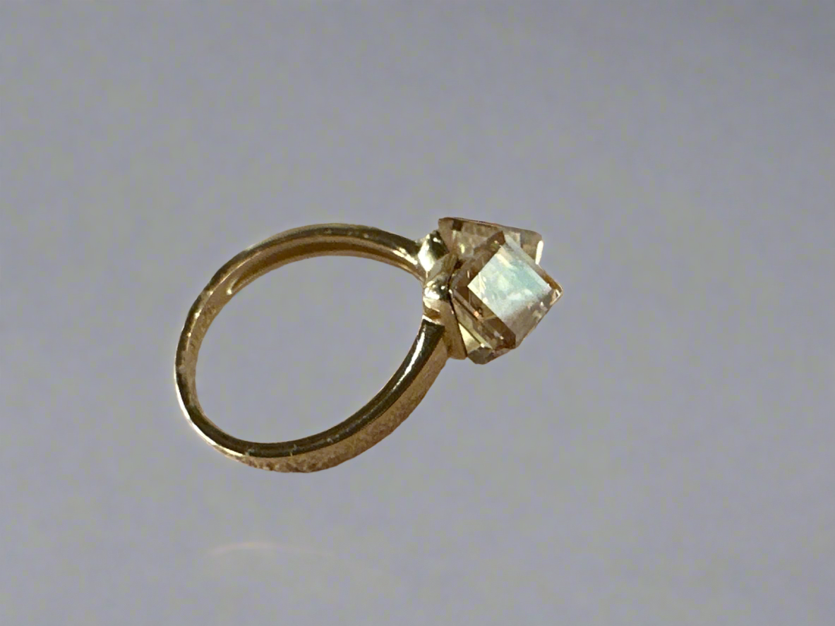 Premium Crystal and Gold Cubic Ring Size 7
