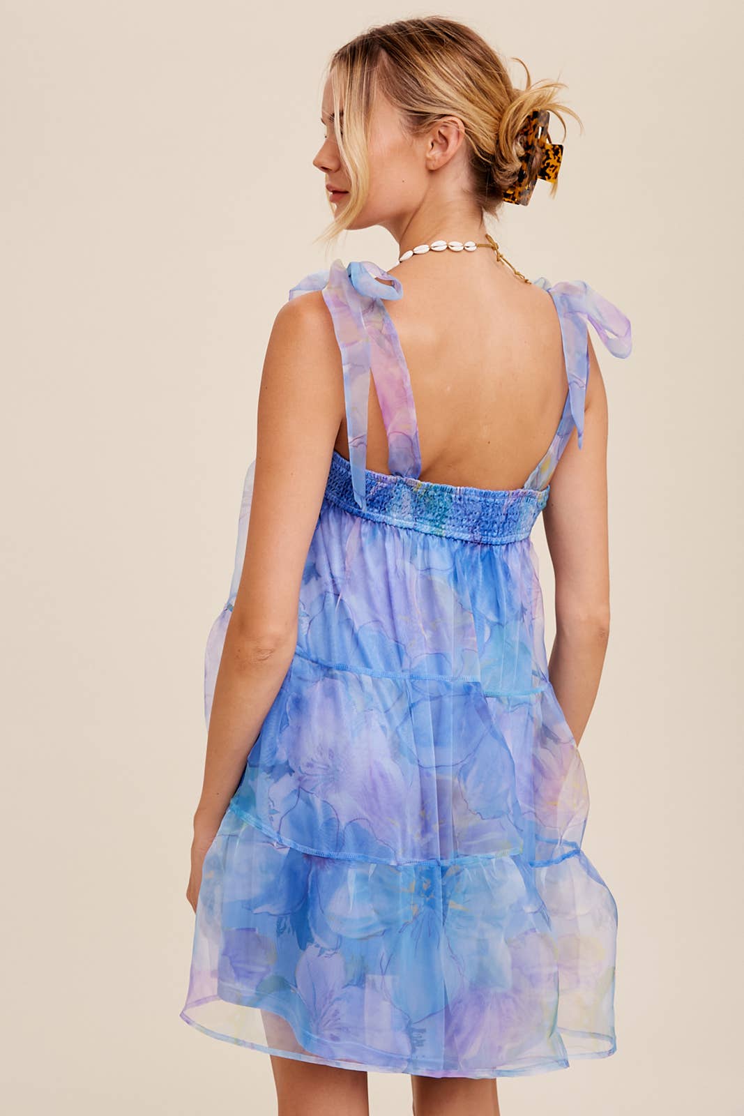 Watercolor Floral Organza Mini Dress