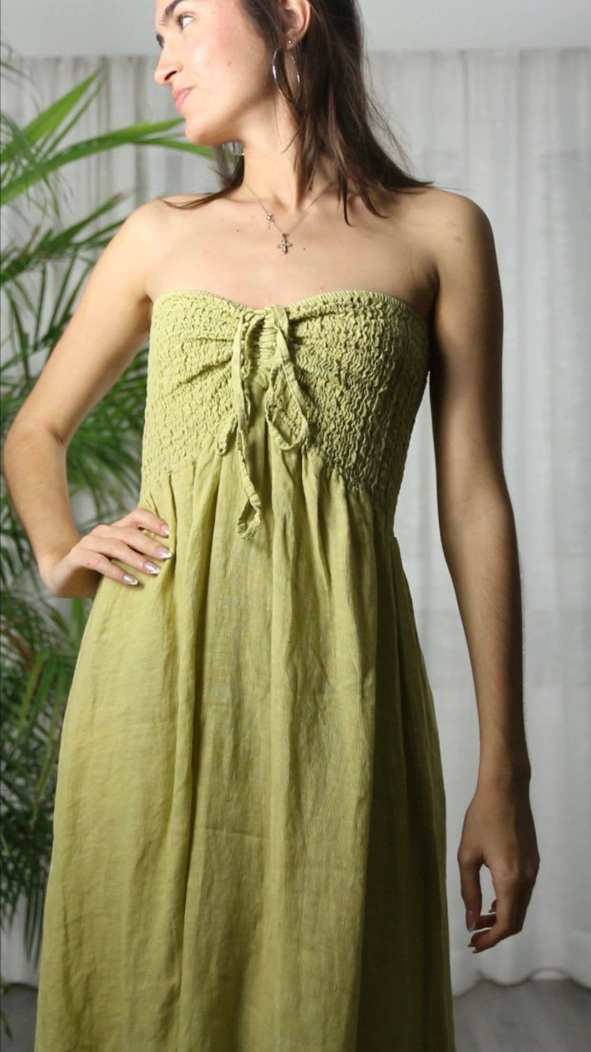 Linen Strapless Maxi Dress